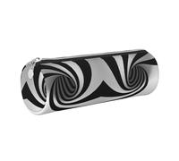 DNBCLEZK Abstract Circle Swirl Cute Round Leather Pencil Case,Premium Smooth Zipper Durable Metal Puller,Full-Print Designer Stationery Organizer for School Office