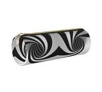 DNBCLEZK Abstract Circle Swirl Cute Round Leather Pencil Case,Premium Smooth Zipper Durable Metal Puller,Full-Print Designer Stationery Organizer for School Office