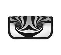 DNBCLEZK Abstract Circle Swirl Large Canvas Pencil Case with Full Print Black Trim,Multipurpose Makeup Bag Organizer, Double Zipper Closure (19x9x5 Cm)
