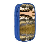 DNBCLEZK Africa Grassland Zebra Double Layer Large Capacity Pencil Case,Print Polyester Oxford-Cloth Stationery Pouch with Multi Slots, Multi-Compartment Storage Bag