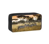 DNBCLEZK Africa Grassland Zebra Simple Large-Capacity Pencil Case with Full Print,600d Oxford-Fabric,Durable Sturdy,Smooth Zipper, Pen Holder for School Office Travel