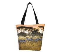 DNBCLEZK Africa Grassland Zebra Women'S Printed Tote Bag, Large Capacity Shoulder Handbag, Polyester Fabric With Foam Padding,Inner Security Pocket