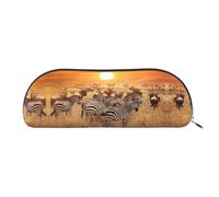 DNBCLEZK Africa Sunset Zebra Leather Pencil Case for Girls Boys,Print Cute Personalised Pencil Case Stationery Storage Bags