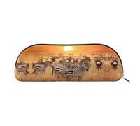 DNBCLEZK Africa Sunset Zebra Leather Pencil Case for Girls Boys,Print Cute Personalised Pencil Case Stationery Storage Bags