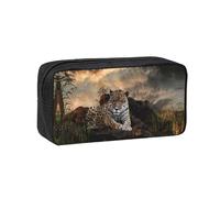 DNBCLEZK African Animal Leopard Simple Large-Capacity Pencil Case with Full Print,600d Oxford-Fabric,Durable Sturdy,Smooth Zipper, Pen Holder for School Office Travel