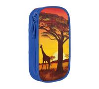 DNBCLEZK African Animal Sunset Double Layer Large Capacity Pencil Case,Print Polyester Oxford-Cloth Stationery Pouch with Multi Slots, Multi-Compartment Storage Bag