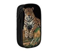 DNBCLEZK African Leopard On Rock Double Layer Large Capacity Pencil Case,Print Polyester Oxford-Cloth Stationery Pouch with Multi Slots, Multi-Compartment Storage Bag