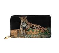DNBCLEZK African Leopard On Rock Long Leather Wristlet Wallet with Dual-Sided Print-Large Capacity Organizer with 12 Card Slots,Zippered Coin Pocket and Multiple Compartments