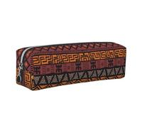 DNBCLEZK African Mud Cloth Tribal Cute Leather Pencil Case,Premium Smooth Zipper Durable Metal Puller,Full-Print Designer Stationery Organizer for School Office