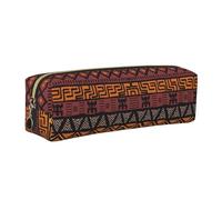 DNBCLEZK African Mud Cloth Tribal Cute Leather Pencil Case,Premium Smooth Zipper Durable Metal Puller,Full-Print Designer Stationery Organizer for School Office