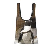 DNBCLEZK African Penguin Foldable Reusable Shopping Bags,Print Waterproof Grocery Tote With Carry Pouch,Holds 50+Lbs,Compact Eco-Friendly Shopping-Bag For Travel