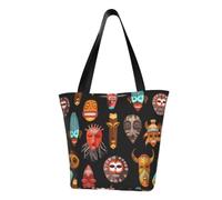 DNBCLEZK African Ritual Ethnic Tribal Women'S Printed Tote Bag, Large Capacity Shoulder Handbag, Polyester Fabric With Foam Padding,Inner Security Pocket