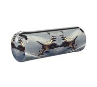 DNBCLEZK Aircraft Cute Round Leather Pencil Case,Premium Smooth Zipper Durable Metal Puller,Full-Print Designer Stationery Organizer for School Office