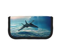 DNBCLEZK Aircraft Fighter Jets Large Capacity Canvas Pencil Case with Full Print Black Trim,Multipurpose Makeup Bag Organizer, Double Zipper Closure (19x9x5 Cm)