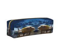 DNBCLEZK Airplane in The Evening Light Cute Leather Pencil Case,Premium Smooth Zipper Durable Metal Puller,Full-Print Designer Stationery Organizer for School Office