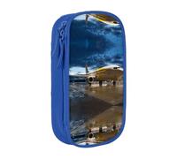 DNBCLEZK Airplane in The Evening Light Double Layer Large Capacity Pencil Case,Print Polyester Oxford-Cloth Stationery Pouch with Multi Slots, Multi-Compartment Storage Bag