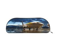 DNBCLEZK Airplane in The Evening Light Leather Pencil Case for Girls Boys,Print Cute Personalised Pencil Case Stationery Storage Bags