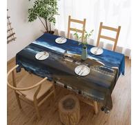 DNBCLEZK Airplane In The Evening Light Square Tablecloth 54x72 Inch Waterproof Polyester Table Cloth With Lace Edge,Wrinkle Resistant Washable Fabric For Dining Table