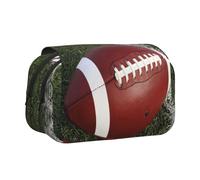 DNBCLEZK American Football Flip Top Double Layer Pencil Case,Full Print Oxford-Cloth Stationery Pouch with Zipper and Sticky Flap,Large Capacity Pencil Bag