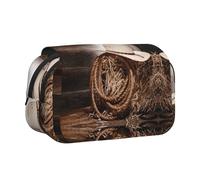 DNBCLEZK American West Rodeo Hat Double Layer Flip-Top Pencil Case,Large Capacity 50 Pens Organizer, Durable Polyester Stationery Holder for School, Art Travel (All-Over Print)