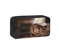 DNBCLEZK American West Rodeo Hat Simple Large-Capacity Pencil Case with Full Print,600d Oxford-Fabric,Durable Sturdy,Smooth Zipper, Pen Holder for School Office Travel