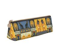 DNBCLEZK Ancient Egypt Tribe Series Cute Leather Triangular Pencil Case,Premium Smooth Zipper Durable Metal Puller,Full-Print Designer Stationery Organizer for School Office
