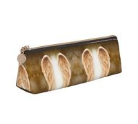 DNBCLEZK Angel Wing Cute Leather Triangular Pencil Case,Premium Smooth Zipper Durable Metal Puller,Full-Print Designer Stationery Organizer for School Office