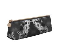 DNBCLEZK Animal Giraffe Kiss Cute Leather Triangular Pencil Case,Premium Smooth Zipper Durable Metal Puller,Full-Print Designer Stationery Organizer for School Office