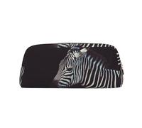 DNBCLEZK Animal Zebra Customizable Leather Zipper Pencil Case, Full-Print Design School and Office Stationery Holder (Personalized Pattern)
