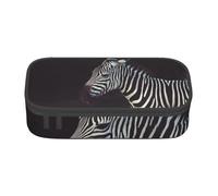 DNBCLEZK Animal Zebra Large Canvas Pencil Case with Compartments for Girls Boys,Personalised Printed Stationery Storage Case