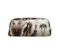 DNBCLEZK Animals Goat Customizable Leather Zipper Pencil Case, Full-Print Design School and Office Stationery Holder (Personalized Pattern)