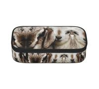 DNBCLEZK Animals Goat Large Capacity Pencil Case with Compartments,Oxford-Fabric Pen Pouch with Multi-Pocket Zipper, Aesthetic Printed Stationery Bag