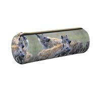 DNBCLEZK Animals Spot Dog Cute Round Leather Pencil Case,Premium Smooth Zipper Durable Metal Puller,Full-Print Designer Stationery Organizer for School Office