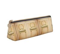 DNBCLEZK Antique Building Cute Leather Triangular Pencil Case,Premium Smooth Zipper Durable Metal Puller,Full-Print Designer Stationery Organizer for School Office