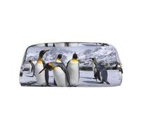 DNBCLEZK Arctic Animals Penguins Customizable Leather Zipper Pencil Case, Full-Print Design School and Office Stationery Holder (Personalized Pattern)