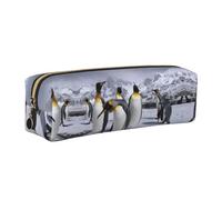 DNBCLEZK Arctic Animals Penguins Cute Leather Pencil Case,Premium Smooth Zipper Durable Metal Puller,Full-Print Designer Stationery Organizer for School Office