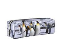 DNBCLEZK Arctic Animals Penguins Cute Personalised Leather Pencil Case for Girls Boys,Print Stationery Storage Pencil Case
