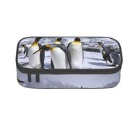 DNBCLEZK Arctic Animals Penguins Large Canvas Pencil Case with Compartments for Girls Boys,Personalised Printed Stationery Storage Case