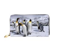 DNBCLEZK Arctic Animals Penguins Long Leather Wristlet Wallet with Dual-Sided Print-Large Capacity Organizer with 12 Card Slots,Zippered Coin Pocket and Multiple Compartments