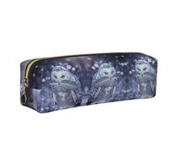 DNBCLEZK Arctic Owl Cute Leather Pencil Case,Premium Smooth Zipper Durable Metal Puller,Full-Print Designer Stationery Organizer for School Office