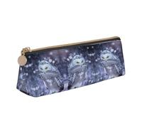 DNBCLEZK Arctic Owl Cute Leather Triangular Pencil Case,Premium Smooth Zipper Durable Metal Puller,Full-Print Designer Stationery Organizer for School Office