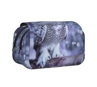 DNBCLEZK Arctic Owl Flip Top Double Layer Pencil Case,Full Print Oxford-Cloth Stationery Pouch with Zipper and Sticky Flap,Large Capacity Pencil Bag