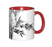 DNBCLEZK Bamboo Tree Image Chinese Calligraphy Double Color Full Wrap Design Ceramic Mug,Coffee Cup with Smooth Gloss Finish, Heat-Resistant Safe, Ideal for Home, Office