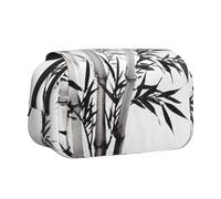 DNBCLEZK Bamboo Tree Image Chinese Calligraphy Flip Top Double Layer Pencil Case,Full Print Oxford-Cloth Stationery Pouch with Zipper and Sticky Flap,Large Capacity Pencil Bag