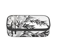 DNBCLEZK Bamboo Tree Image Chinese Calligraphy Large Canvas Pencil Case with Compartments for Girls Boys,Personalised Printed Stationery Storage Case