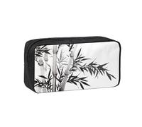 DNBCLEZK Bamboo Tree Image Chinese Calligraphy Simple Large-Capacity Pencil Case with Full Print,600d Oxford-Fabric,Durable Sturdy,Smooth Zipper, Pen Holder for School Office Travel