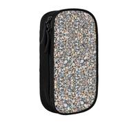 DNBCLEZK Beach Stones Pattern Double Layer Large Capacity Pencil Case,Print Polyester Oxford-Cloth Stationery Pouch with Multi Slots, Multi-Compartment Storage Bag