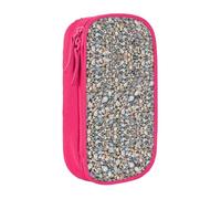 DNBCLEZK Beach Stones Pattern Double Layer Large Capacity Pencil Case,Print Polyester Oxford-Cloth Stationery Pouch with Multi Slots, Multi-Compartment Storage Bag