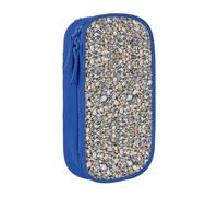DNBCLEZK Beach Stones Pattern Double Layer Large Capacity Pencil Case,Print Polyester Oxford-Cloth Stationery Pouch with Multi Slots, Multi-Compartment Storage Bag