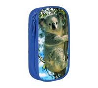DNBCLEZK Bear Koala Double Layer Large Capacity Pencil Case,Print Polyester Oxford-Cloth Stationery Pouch with Multi Slots, Multi-Compartment Storage Bag